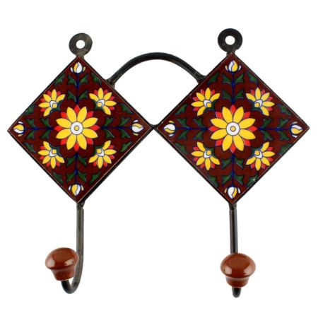 Yellow Sunflower Ceramic Tile Hook